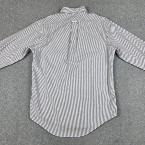 Lands' End Mens 16x35 Reg Blue White Stripe Button Up Long Sleeve Dress Shirt - Picture 5 of 10